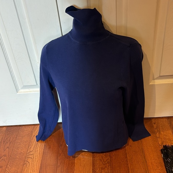 Chicos blue turtle neck sweater Sz 1 - Picture 3 of 11